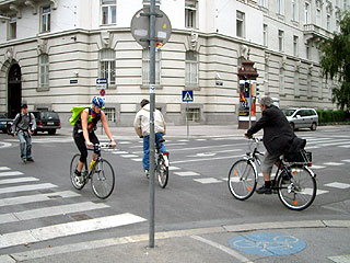 ウィーン旧市街の自転車通行帯