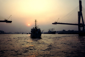 黄浦江の夕日