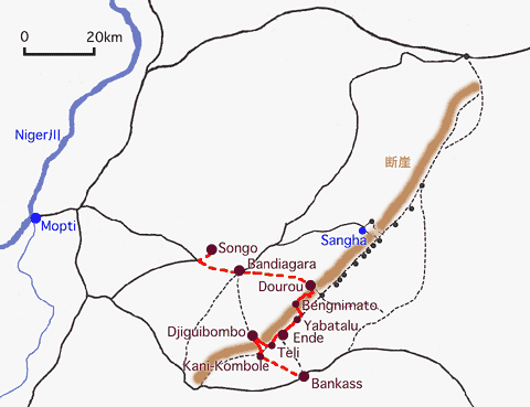 ドゴン族の村の地図