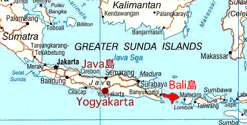 ジャワ島とバリ島の位置図