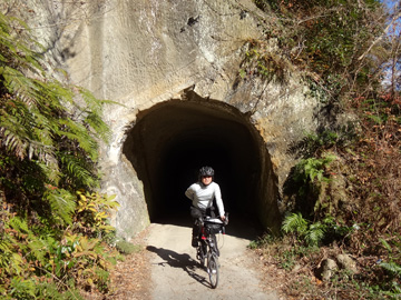岩肌が見えるトンネル
