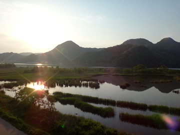 円山川の朝日