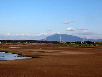 福岡堰から見る筑波山