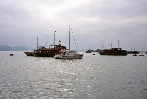 ハロン湾に停泊する船