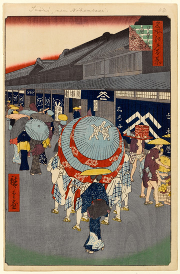 江戸名所百景『日本橋通一丁目略図』（安政五年（1858年）八月　夏の部）