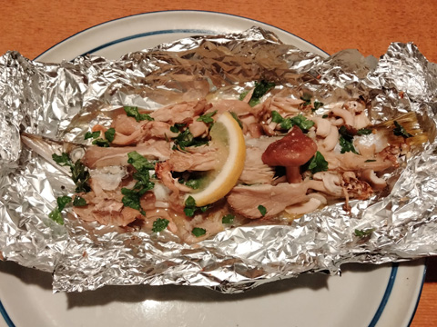 カマスと茸のホイル焼き