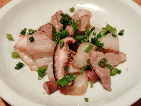 豚バラ肉、白菜、椎茸のポン酢炒め
