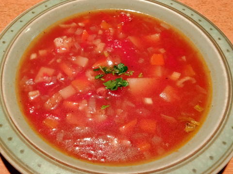 野菜とベーコンのトマトスープ