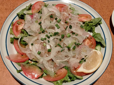 クロホシフエダイのカルパッチョ風サラダ