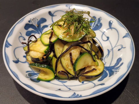 茄子とズッキーニの塩昆布和え