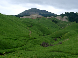 緑の丘と阿蘇山