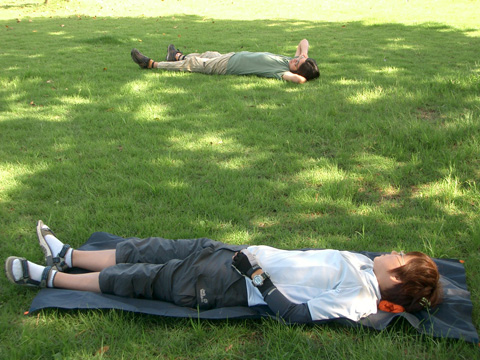 公園で昼寝