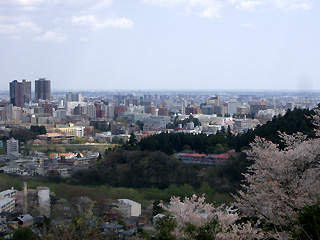 仙台城跡から市街を見渡す