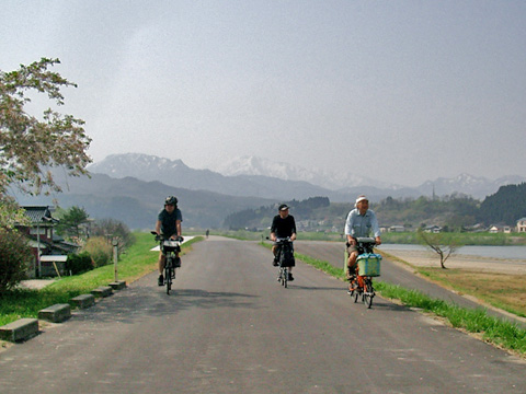 荒川の土手を行く
