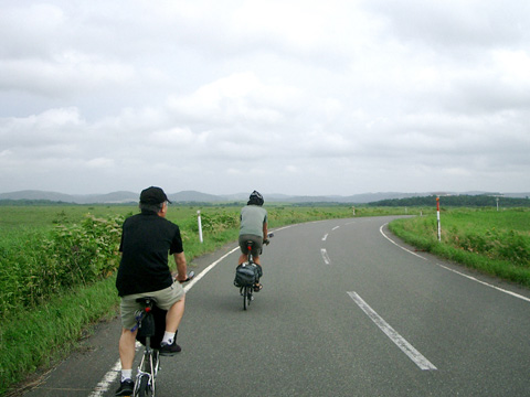 湿原の中を走り出す