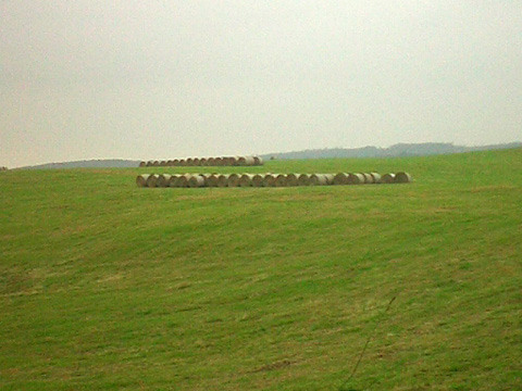 並んだ丸い牧草