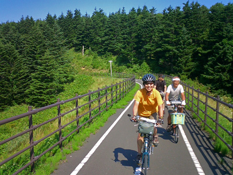 自転車道に入る