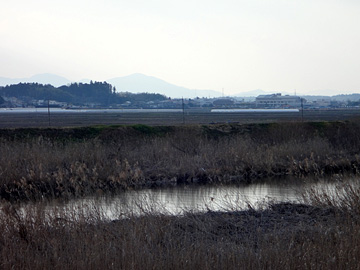 涸沼川と筑波山