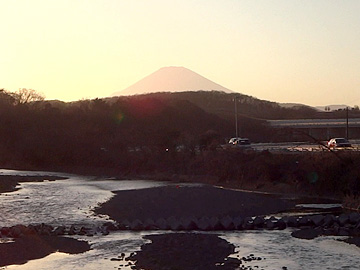 金目川と富士山