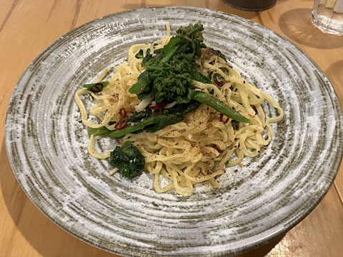 菜の花と潮鰹のペペロンチーノ