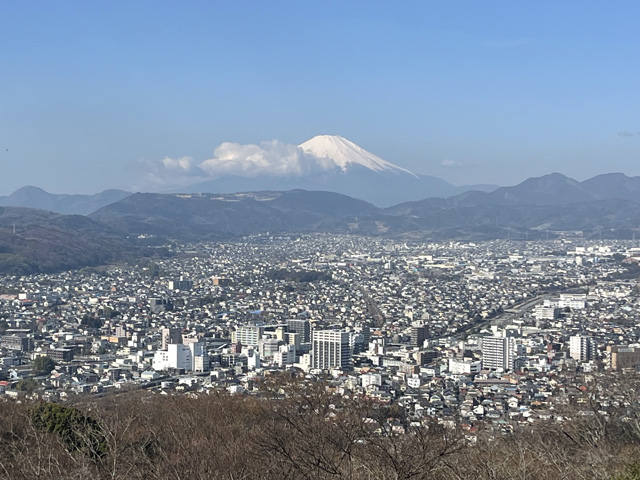 展望台から見る秦野の街と富士山