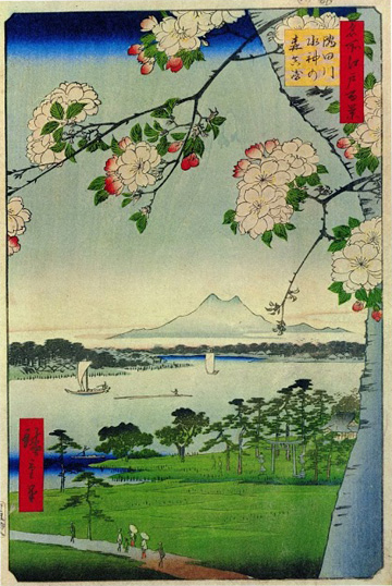 名所江戸百景『隅田川水神の森真崎』（安政三年（1856年）八月　春の部）