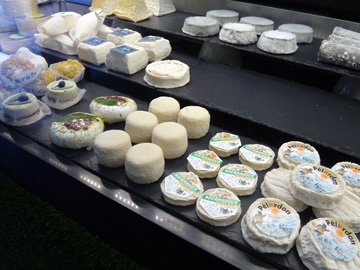 様々なチーズが並ぶ