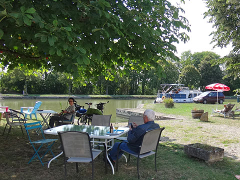 木陰のテラス席