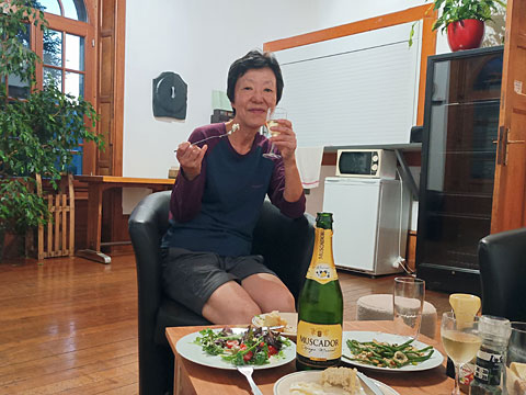 サロンで夕食のサリーナ